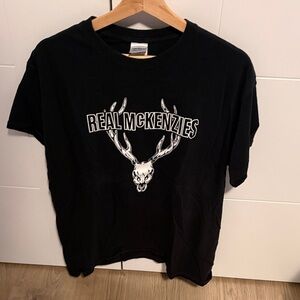 Real McKenzies Band shirt Gildan Black Graphic T-Shirt with Antler Design Male L